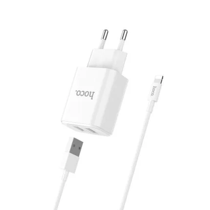 Wall charger C62A Victoria dual USB port EU set with cable iP
