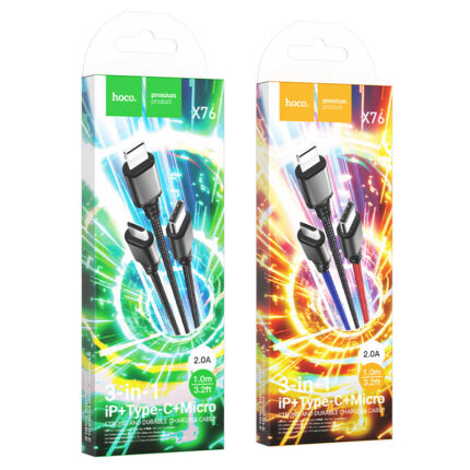 X76 3-in-1 Super charging cable(iP+Type-C+Micro)