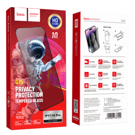 Guardian shield series full-screen anti-spy tempered glass set for iP16/15(10PCS)(G15)
